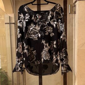 Floral Black and Gray Women's Top